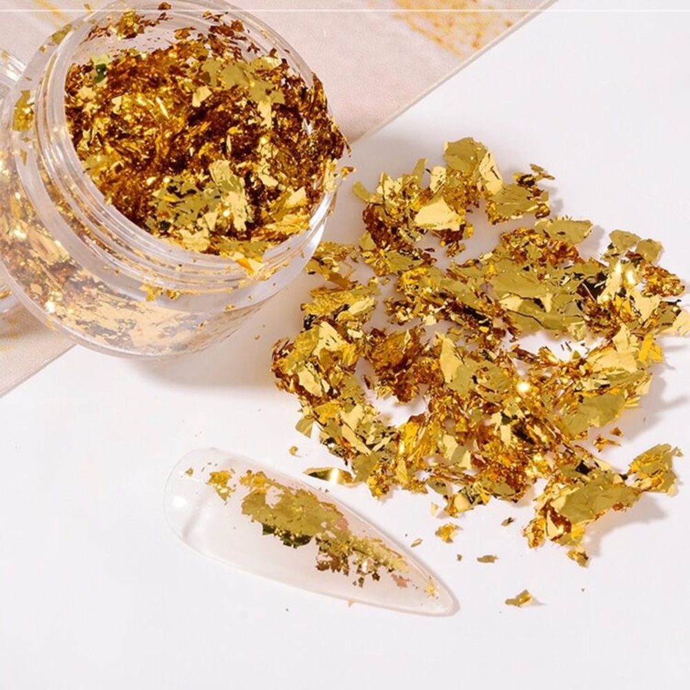 Gold Foil Nail Art Resin Art Jewelry Art Golden Flakes Gold Flakes Nails Make-up